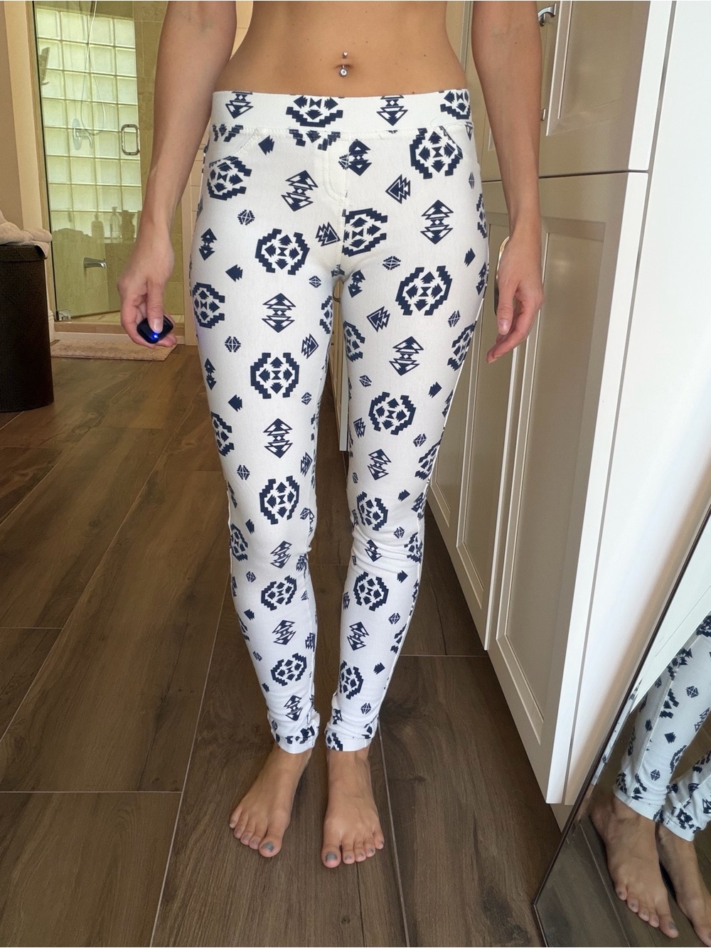 BSK Bershka White Aztec Print Knit Pants